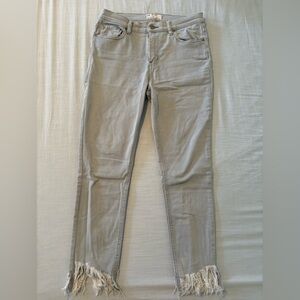 Free People Light Wash Jeans, Ankle Crop Distress Size 27